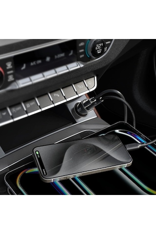 Spigen 48w Usb-c 2 Port Araç İçi Adaptör - Samsung Pps Destekli Hızlı Şarj Aleti İphone & Android & İpad Type-c Pd 3.0 30w + Qc 3.0 18w