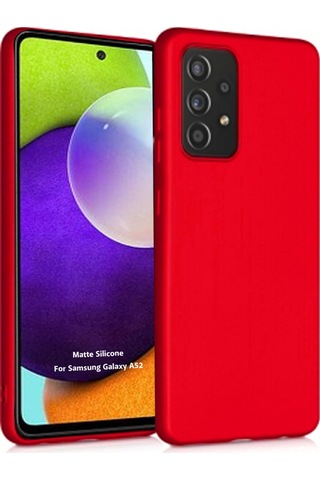 Samsung Uyumlu Galaxy A52 Arka Kapak Silikon Kılıf + Temperli Cam Ekran Koruyucu