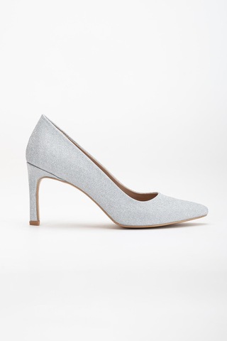 Kadın İnce Topuklu Stiletto Gümüş Parlak Malzeme Aynalı Jurdan-3775 GUMUS