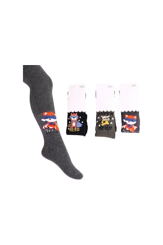 3'lü Erkek Bebek Çocuk Külotlu Çorap Renkli Hayvancık Desenli Pamuklu KARIŞIK Çok Renkli