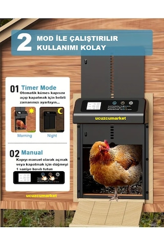Tavuk-güvercin Kümes Otomatik Geçiş Kapısı Otomatik Digital Zaman Ayarlı - Güneş Panelli