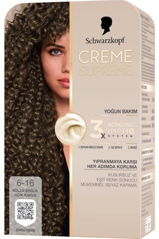 Creme Supreme Saç Boyası 6-16 Küllü Soğuk Açık Kahve