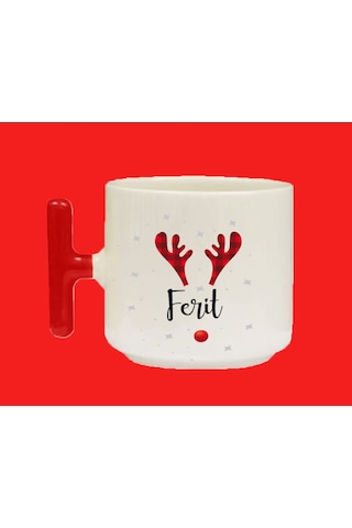 Yeni Yıla Özel F Harfli Isimli Basılı T Kulplu Latte Kupa