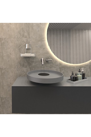 Dekoratif Yapıştırmalı Banyo Metal Hazneli Sabunluk Krom -4785 Siyah