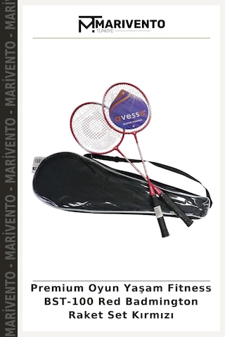 Premium Oyun Yaşam Fitness Bst-100 Red Badmington Raket Set Kırmızı