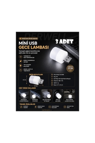 Taşınabilir Mini Usb Led Gece Lambası Tak Çalıştır 1w Sıcak Beyaz Işık Enerji Tasarruflu Kitap Okuma Aydınlatması