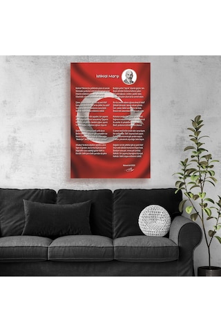 İstiklal Marşı Ve Türk Bayrağı Kanvas Tablo