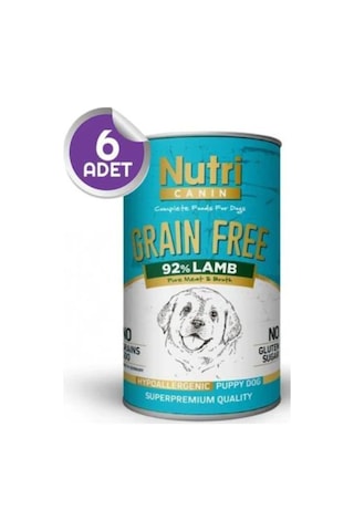 Nutri Canin Tahılsız %92 Kuzu Etli Konserve Yavru Köpek Maması 6 x 400 G