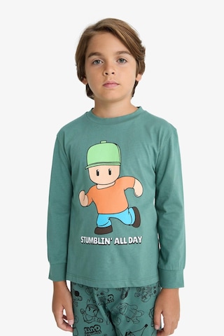 Defacto Erkek Çocuk Stumble Guys Pijama Takımı Uzun Kollu Üst Uzun Alt F5176a825augn469 Yeşil