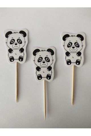 30 Adet Dekoratif Karton Sevimli Panda Şeklinde Pasta Kürdanı 6,5 Cm