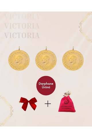 Vıctorıa Gold 3 Adet Tam Altın -hediyeli Eski Tarihli Kulplu 22 Ayar
