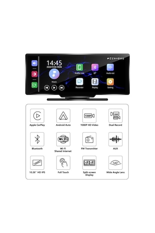 10.26 "ıps Hd Monitör Kablosuz Carplay Android Auto Car Ekran Araç Kamerası Wifi Bluetooth Car Play