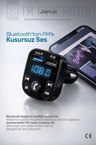 Bluetooth Fm Transmitter Kablosuz Araç İçi Kiti Çakmaklık Şarj Aleti Oto Mp3 Çalar Usb Araç Müzik Adaptörü Sku: Smgstk2ef9cf161f