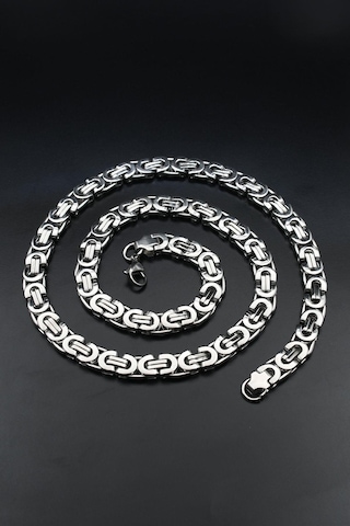 Paslanmaz Çelik Euro Kral Model Kolye Zincir 8mm 902592 Gümüş