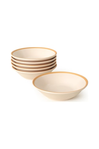 Keramika Mat Krem Gold File Hitit Yemek Tabağı 18 Cm 6 Adet - 950