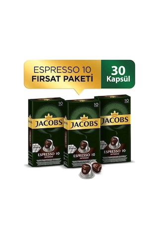 Jacobs Espresso 10 Intenso Alüminyum Kapsül Kahve 3 x 10'lu