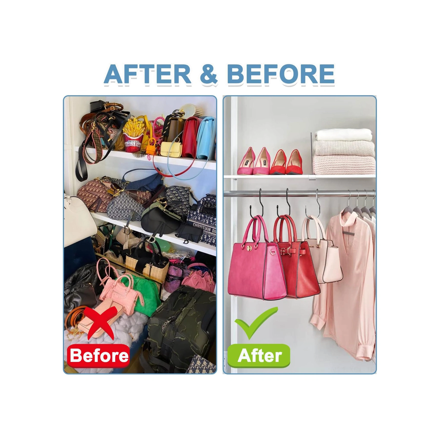 Konesam Siyah Dolap Döner Kanca Seti Çanta Ve Aksesuar İçin 12 Adet Sağlam Kauçuk Kaplama