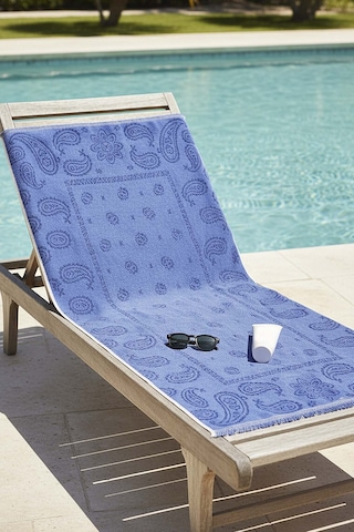 Mavi Retro %100 Pamuklu Plaj Havlusu 70x140 Cm