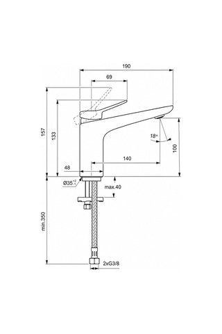 Ideal Conca Grande Lavabo Bat.-krom