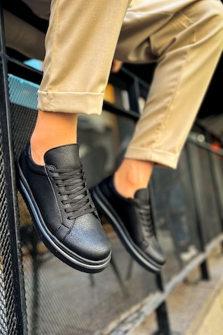Roof Atelier Erkek Siyah Bağcıklı Spor Ayakkabı - 979 - Santoni Crt Spor Sıyah