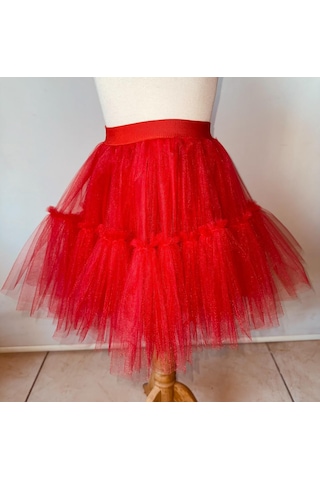 Gala Tütülü Kabarık Kız Çocuk Etek Kırmızı