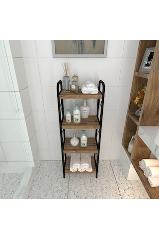 Sahra Siyah 4 Katlı Raf Banyo Köşe Rafı Mutfak Düzenleyici Raf Siyah