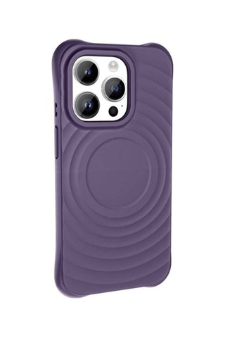 Apple Uyumlu iPhone 14 Pro Max M-safe Şarj Özellikli Airbagli Mat Görünümlü Zore Hepi Kapak Derin Mor