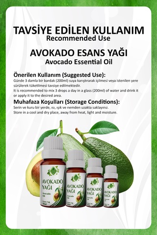 Avokado Yağı Avocado Essential Oil 10 Ml.