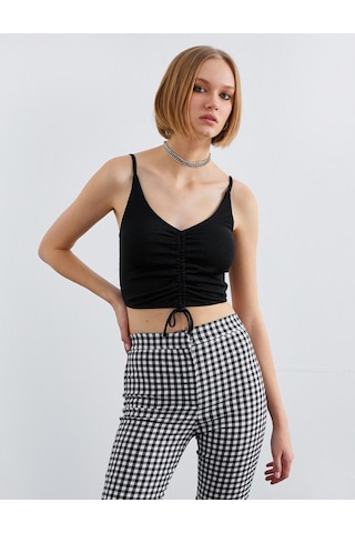 Koton İnce Askılı Crop Top Siyah 2sak10068ek Siyah