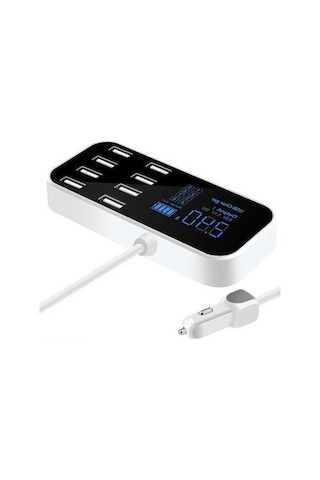 Novahub 8 Portlu Hızlı Şarj Usb Araç Şarj Cihazı - Led Ekranlı, 8a Çıkış, Akıllı Cihazlar İçin Hızlı Şarj