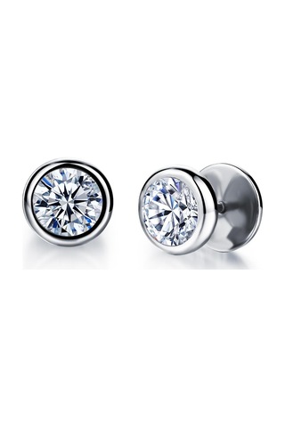 Beyaz Op Retro Yuvarlak Küpe Beyaz