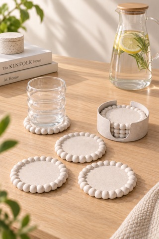 Bardak Altlığı Set Beyaz