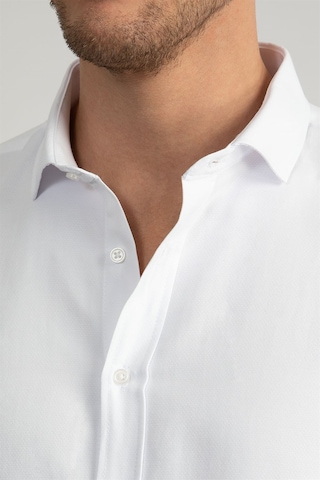 Tudors 22773 Slim Fit Dar Kesim Armürlü Erkek Gömlek Beyaz
