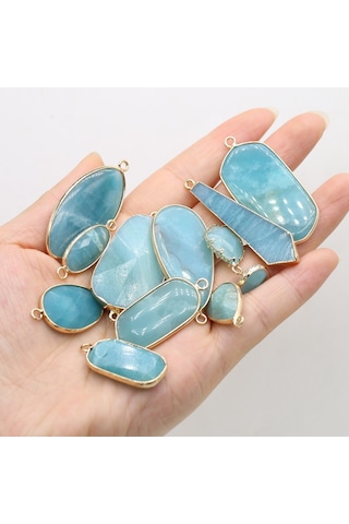 Soulader Doğal Akuamarin Kristal Taş Doğal Taşlı Takı Yapımı Dıy Kolye Küpe Aksesuarları Yuvarlak Kare Damla Şekilli Kristal Taş Boncuklar Çok REnkli