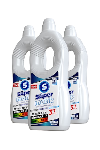 Süpermatik 3'ü 1 Arada Sıvı Çamaşır Deterjanı 3 x 1200 ML