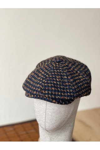 Aida Jewelss Kışlık Özel Kumaş Yünlü Peaky Blinders Model Dökümlü Unisex Yünlü Kasket Şapka Kahverengi