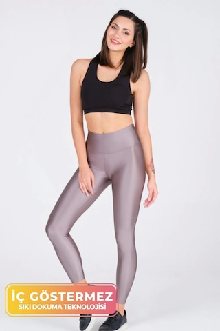 Enenstyle Fashıon Boutıque Kadın Konforlu Yeni Sezon Sporcu Modeli Yazlık Spor Taytı Fitness Gym Training Parlak Spor Tayt Gri