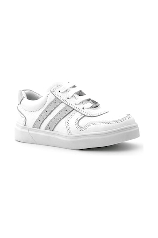 Rakerplus Hakiki Deri Beyaz Bağcıklı Fermuarlı Çocuk Sneaker Ayakkabı Beyaz
