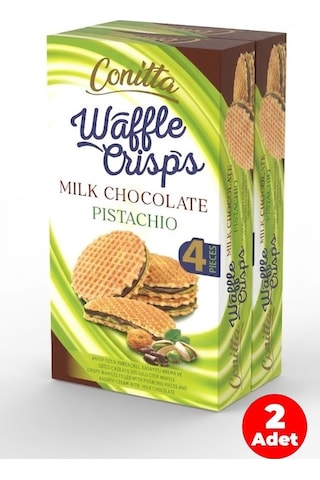 Conitta Waffle Crisps - Antep Fıstıklı Sütlü Çikolatalı Gofret 100 Gr 2 Adet
