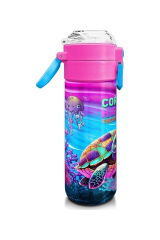 Coral High Kız Çocuk 500 Ml Okul Ve Günlük Paslanmaz Çelik Termos - Pembe Mor Kaplumbağa Desenli - Sızdırmaz Çok Renkli