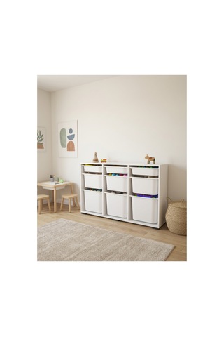 Nest 9 Sepetli Düzenleme Dolabı 3 Büyük, 3 Orta, 3 Küçük Sepetli Y:81 G:132 D:30 Cm / Beyaz