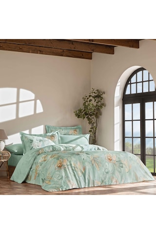 Linens Lario Pamuk Saten Çift Kişilik Nevresim Takımı Mavi Mavi
