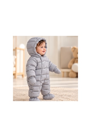 Maxx Kleın Bebek Erkek Çocuk Gri Kapüşonlu Şişme Astronot Tulum Dinozor Figürlü Patikli Tek Parça Bebek Dış Giyim 3-6 6-9 9-12 12-18 18-24 Ay