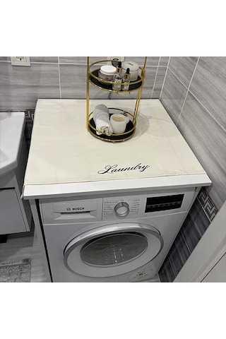 Laundry Duck Keten Su Geçirmez Ve Kirlenmez Çamaşır Makinesi - Buzdolabı - Bulaşık Makinesi Örtüsü Siyah - Beyaz