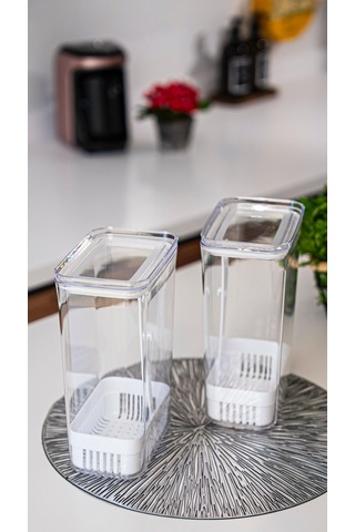 Ludıa Vakum Kapaklı Sebze Yeşillik Saklama Kabı 2900 Ml Beyaz - Şeffaf