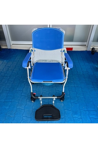 Bme320 Mavi Alüminyum Banyo Tuvalet Tekerlekli Sandalyesi
