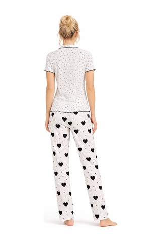 Kadın 01643 Kısa Kol Kaşkorse Pijama Takımı Ekru