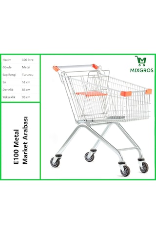 E100 Metal Market Alışveriş Arabası 100 Litre