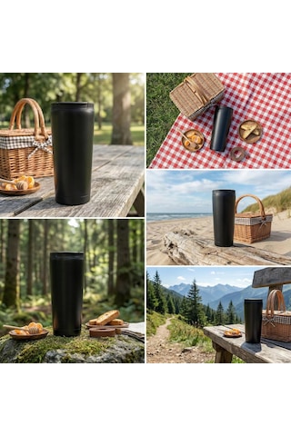 Tr 400 Ml Siyah Termos Kupa - Çift Katmanlı Paslanmaz Çelik Seyahat Bardağı Travel Mug - 4-6 Saat Sıcak/soğuk T Diğer