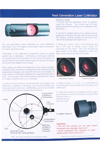 Samdoo Güneş Sistemi Teleskop Aksesuarı: Lazer Hizalama Gözlüğü Pil Yok 7 Parlaklık Seviyesi 1.25/2 İnç Uyumlu Alüminyum